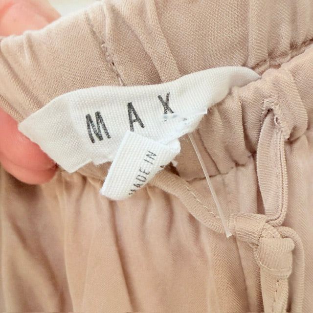 MAX / taupe silky drawstring wide-leg lounge pants / 14 (3926756808226996811)