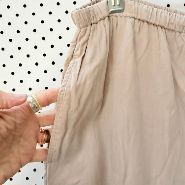 MAX / taupe silky drawstring wide-leg lounge pants / 14 (3926756810162022544)
