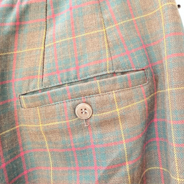 1970s vintage / plaid wool pleated pants / s (3926756858954838512)