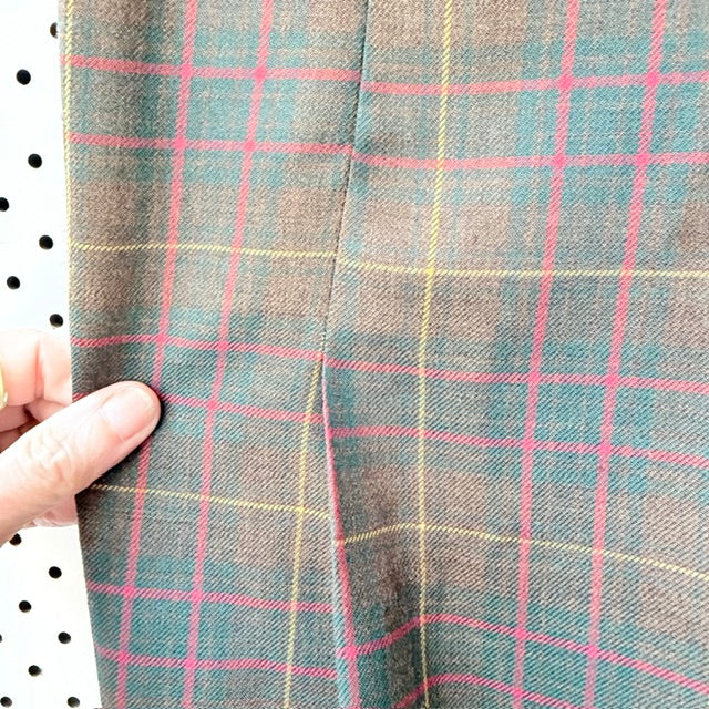 1970s vintage / plaid wool pleated pants / s (3926756862999595214)