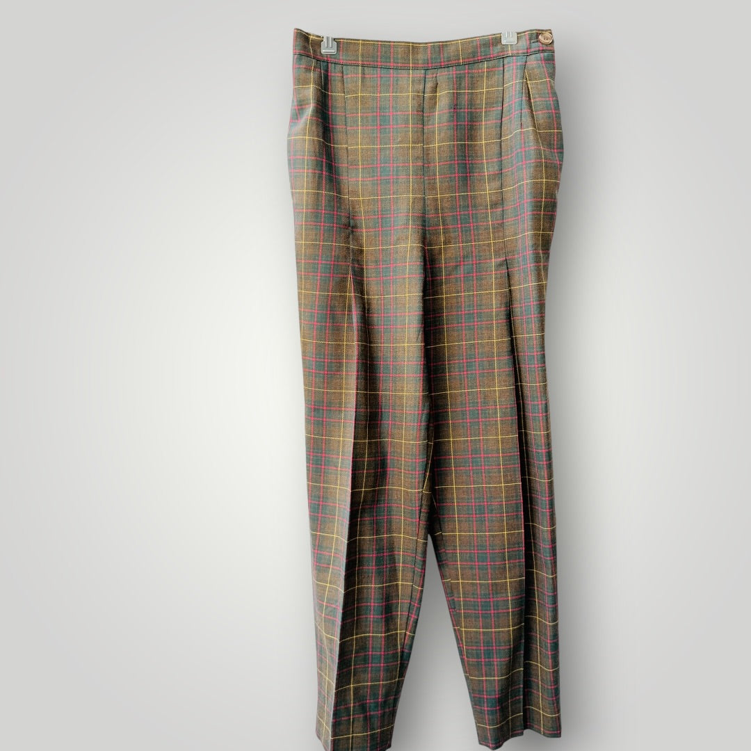 1970s vintage / plaid wool pleated pants / s (3926756964992772502)