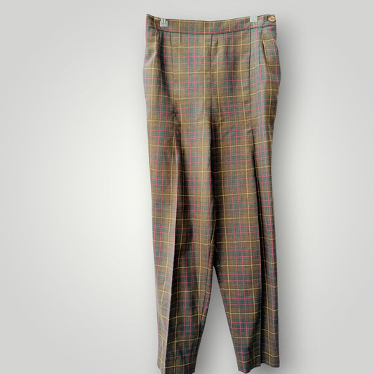 1970s vintage / plaid wool pleated pants / s (3926756964992772502)