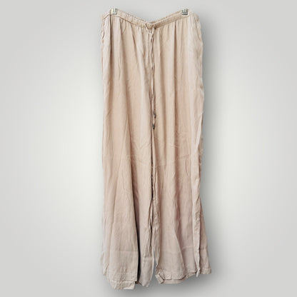 MAX / taupe silky drawstring wide-leg lounge pants / 14 (3926756982214071993)