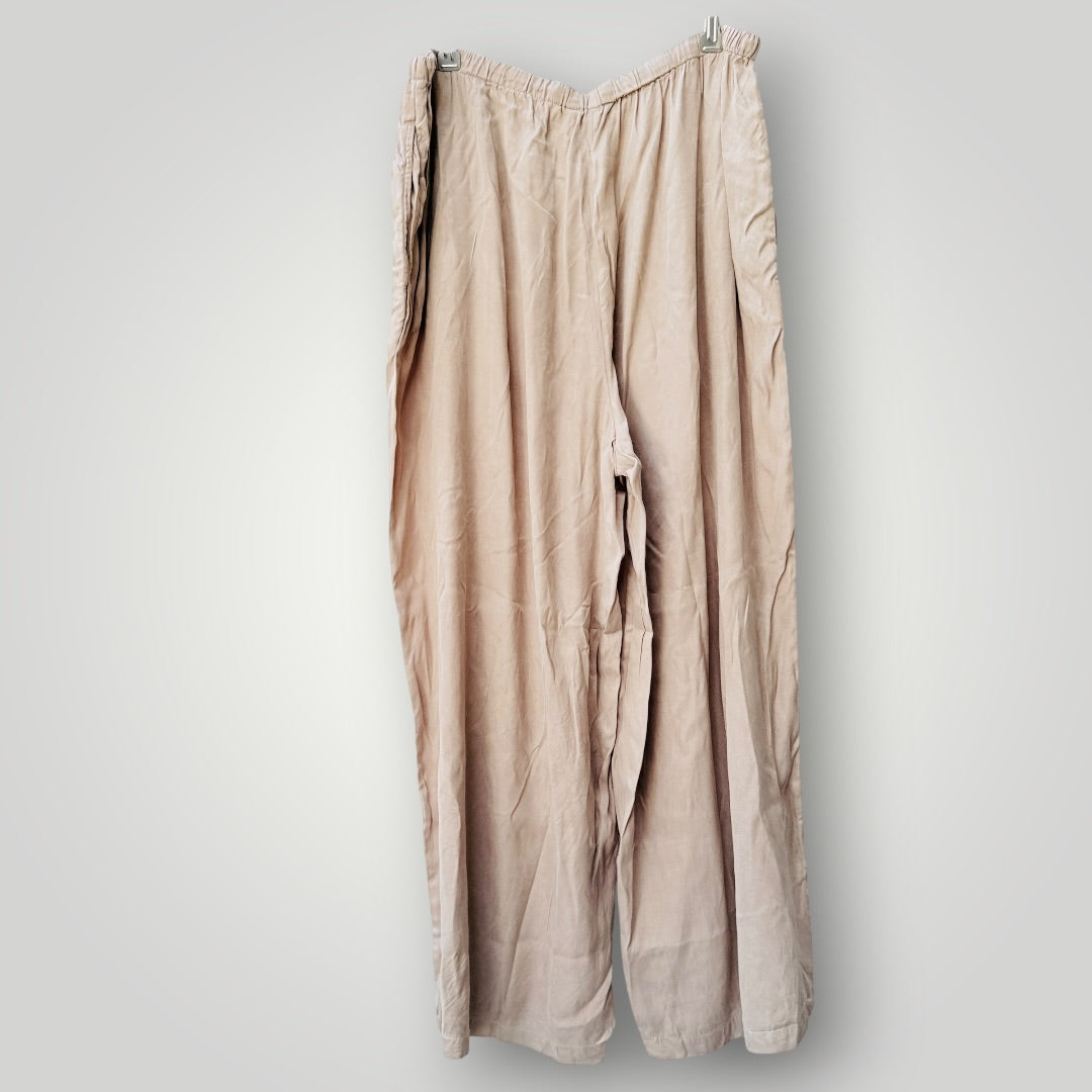 MAX / taupe silky drawstring wide-leg lounge pants / 14 (3926756983958854683)