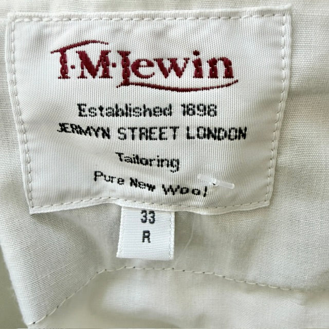 T.M. LEWIN / navy pinstripe 100% pure new wool tailored pants / Size 33 Regular (3926828158686890908)