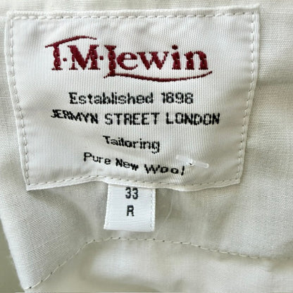 T.M. LEWIN / navy pinstripe 100% pure new wool tailored pants / Size 33 Regular (3926828158686890908)