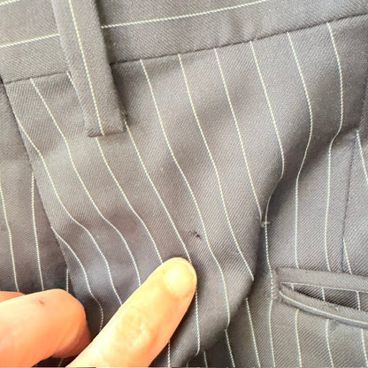 1990s vintage / navy pinstripe wool tailored suit trousers / 2XL  / nz made (3926828182516011558)