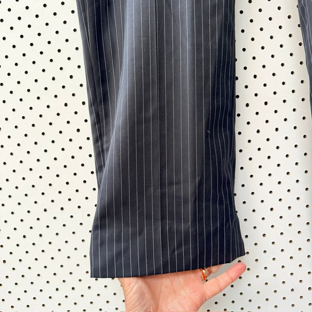 1990s vintage / navy pinstripe wool tailored suit trousers / 2XL  / nz made (3926828186341405075)