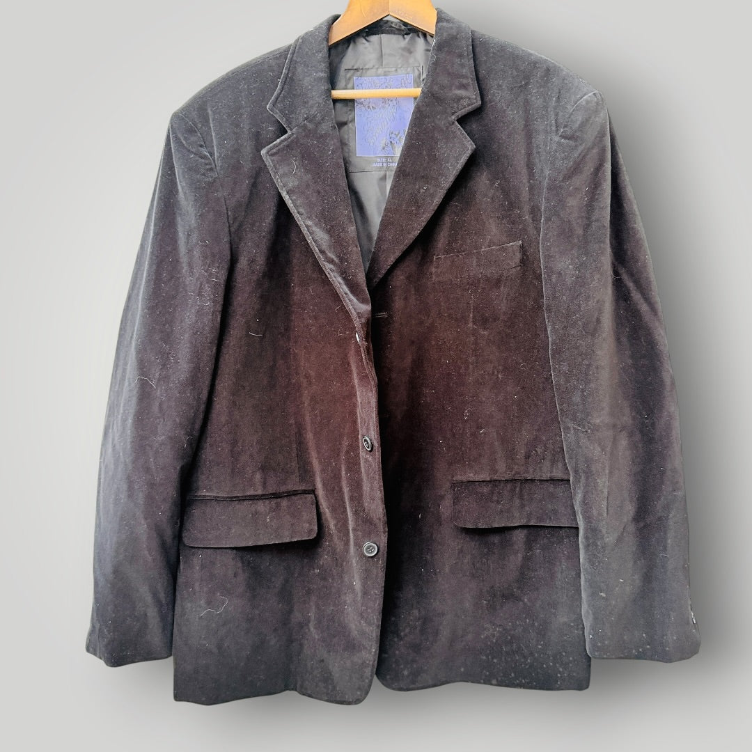 Y2k vintage / EXCHANGE / black velvet tailored blazer / XL (3926828373124627796)