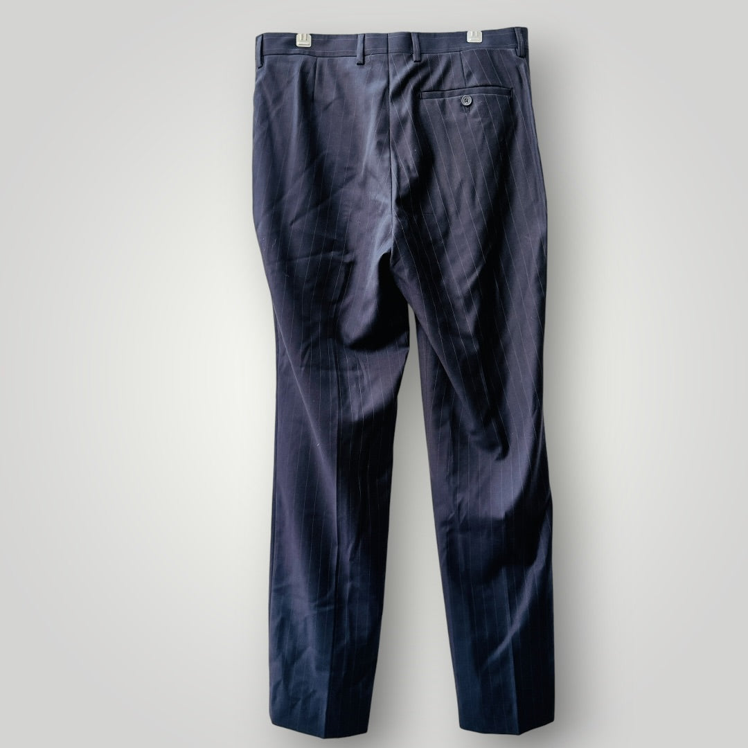 T.M. LEWIN / navy pinstripe 100% pure new wool tailored pants / Size 33 Regular (3926828394997415415)