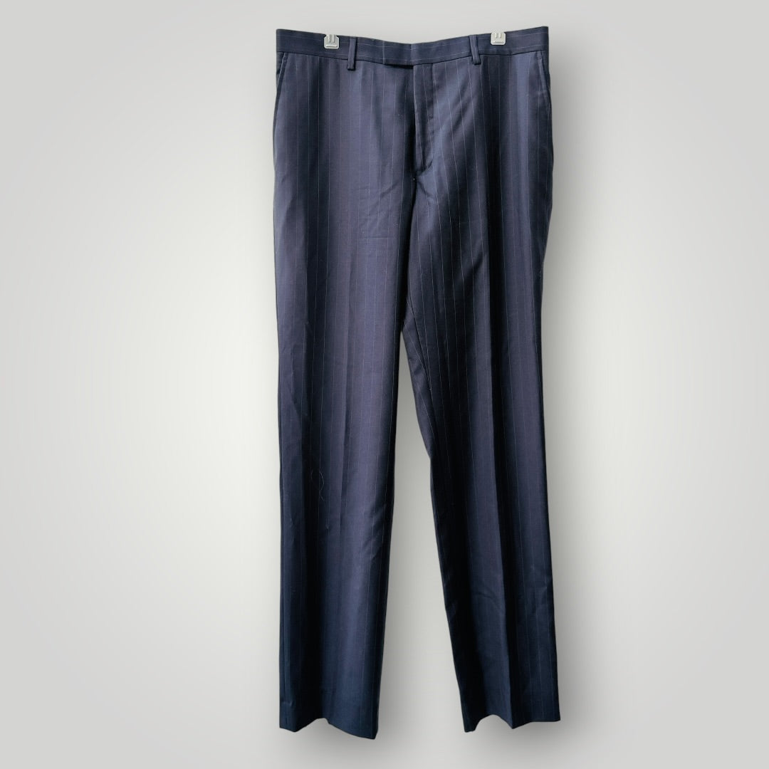 T.M. LEWIN / navy pinstripe 100% pure new wool tailored pants / Size 33 Regular (3926828396743531793)