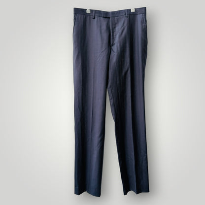 T.M. LEWIN / navy pinstripe 100% pure new wool tailored pants / Size 33 Regular (3926828396743531793)