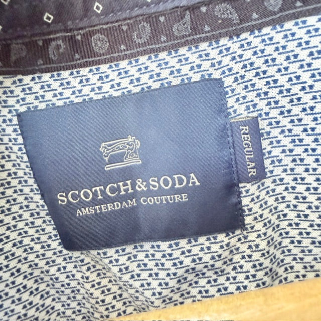 SCOTCH & SODA / navy geometric print cotton long-sleeve shirt/ L (3926847116738009962)