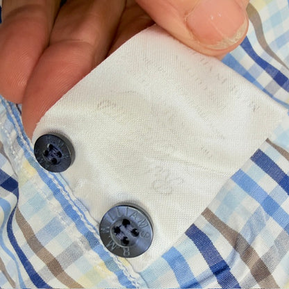 R.M. WILLIAMS / blue check cotton short-sleeve button-up shirt / 3XL (3926847197264314866)