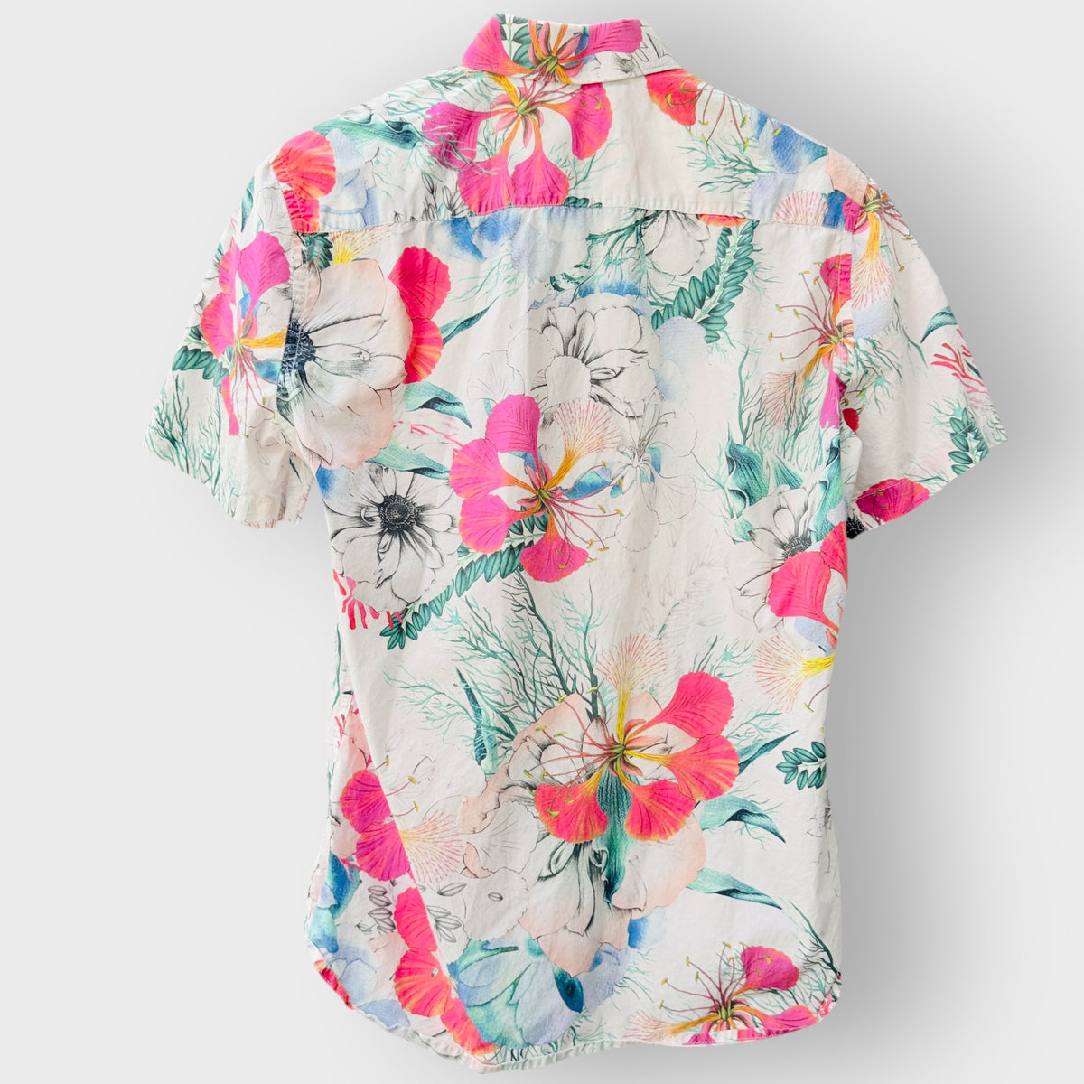 FRENCH CONNECTION / floral cotton short-sleeve button-up shirt / s/m (3926847922819121726)