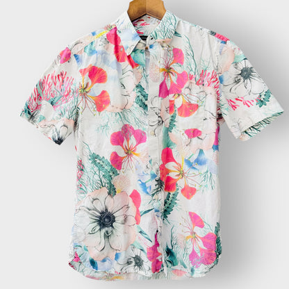 FRENCH CONNECTION / floral cotton short-sleeve button-up shirt / s/m (3926847925678784488)
