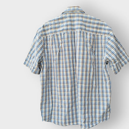 R.M. WILLIAMS / blue check cotton short-sleeve button-up shirt / 3XL (3926847932849903772)