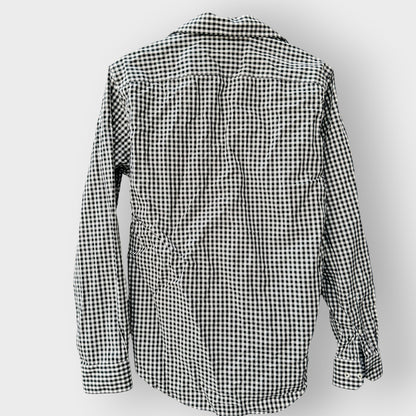 CAMBRIDGE KIT / black + white gingham cotton long-sleeve shirt / M/L (3926847954737610253)