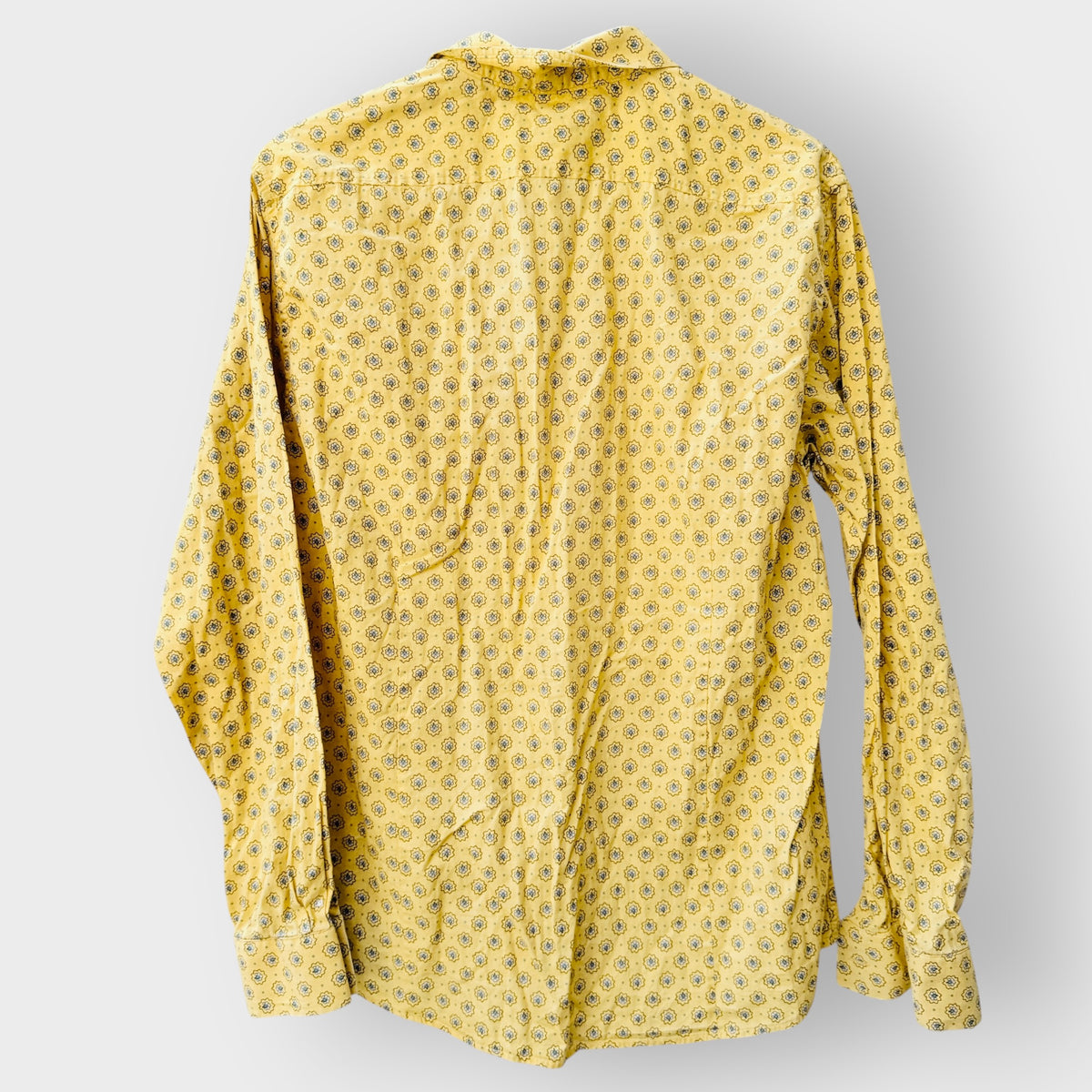 REACTOR / yellow floral and paisley cotton long-sleeve shirt / L (3926847972319359487)