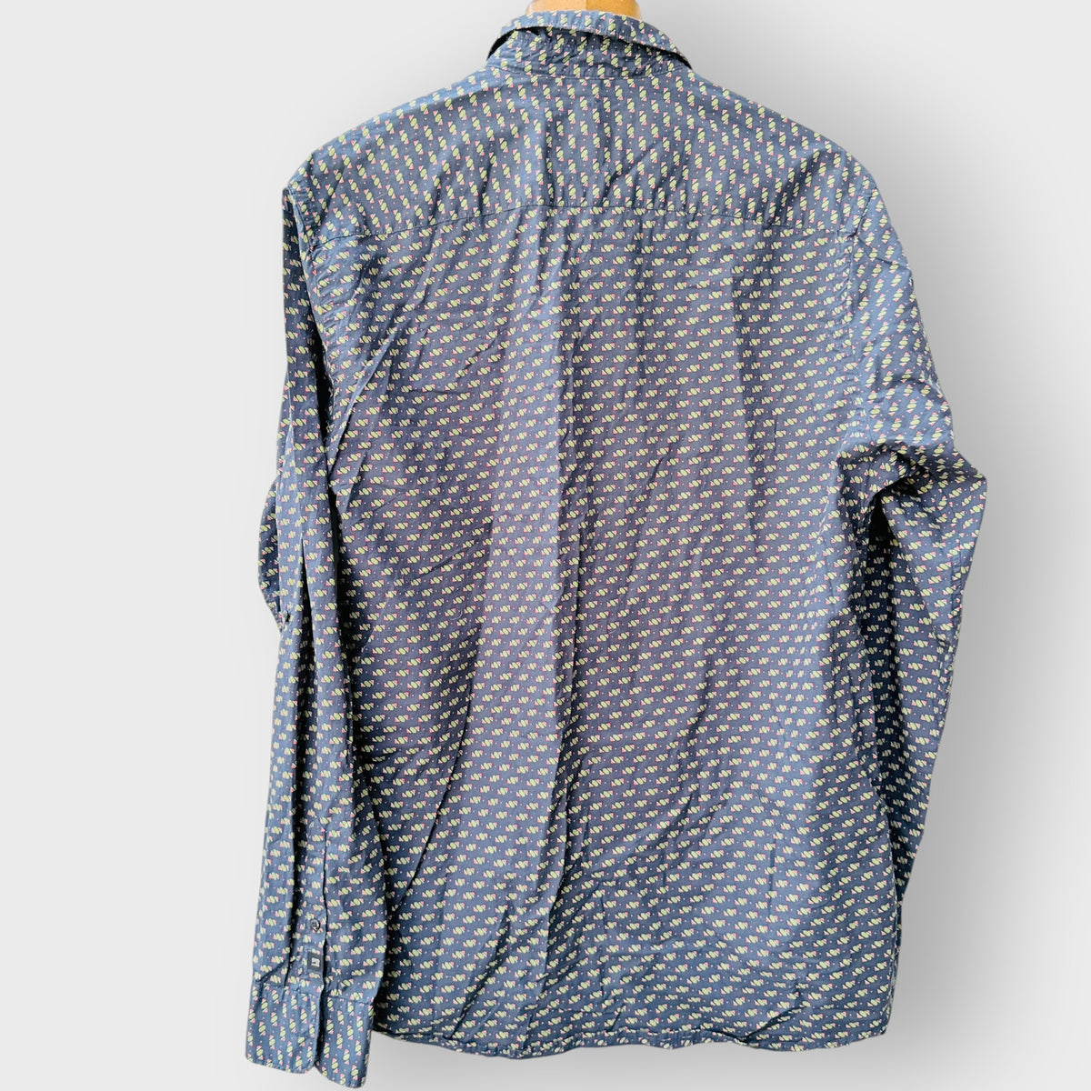 SCOTCH & SODA / navy geometric print cotton long-sleeve shirt/ L (3926847981299188339)