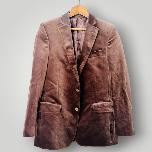 RJB DESIGN / brown velvet blazer / m (3926913721807091187)