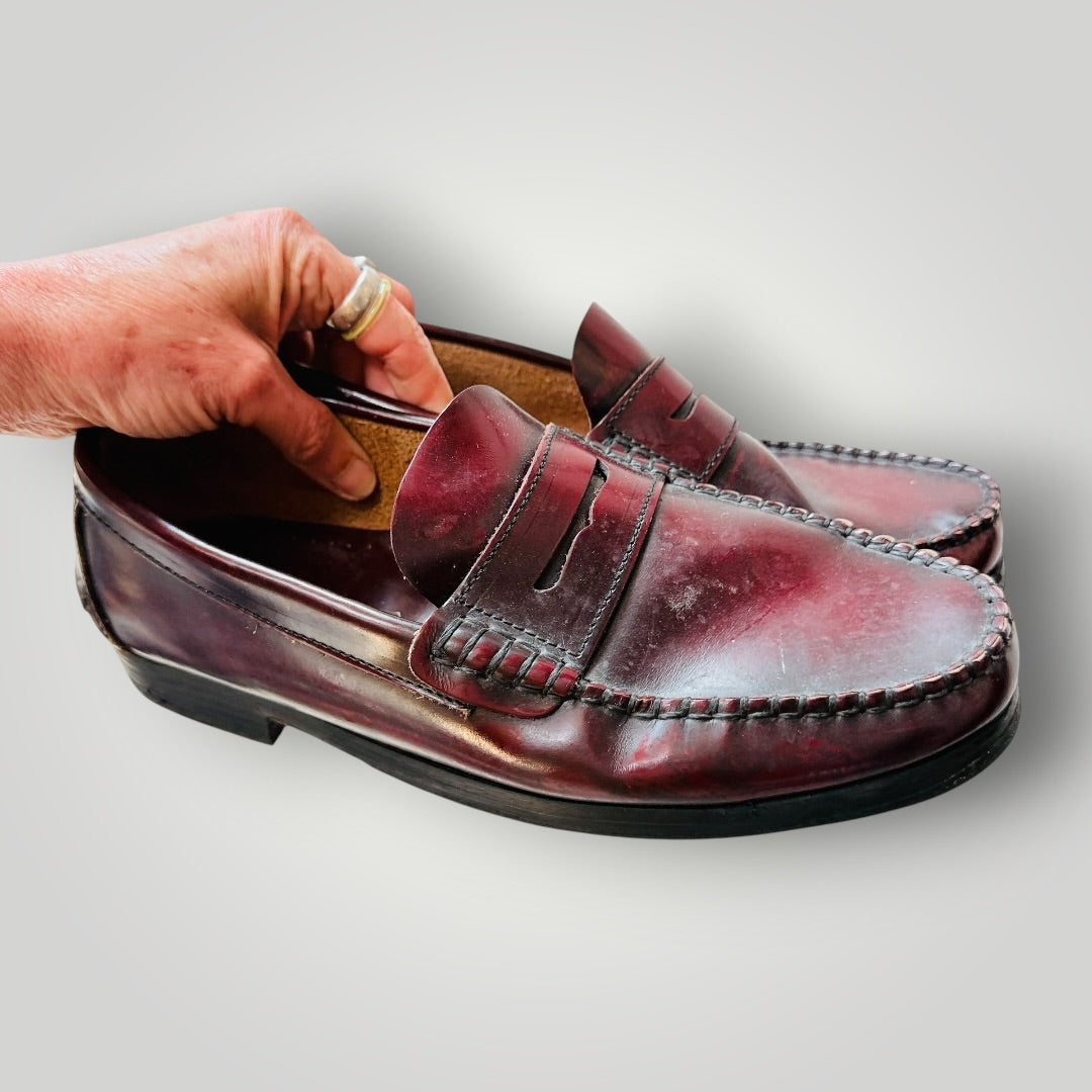 MARTINELLI / bordeaux leather moccasin penny loafers / 41tbc (3926913725515165435)