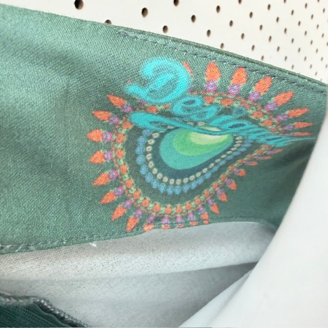 y2k vintage / DESIGUAL / green printed sleeveless dress / 40 (3927024433929485206)