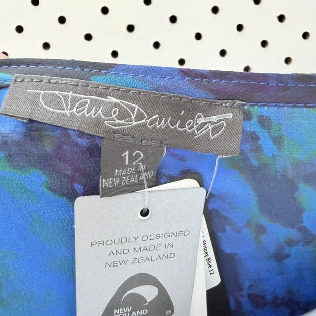 JANE DANIELS / 'Seychelles' silk sleeveless midi dress / 12 / made in nz (3927024452367893952)