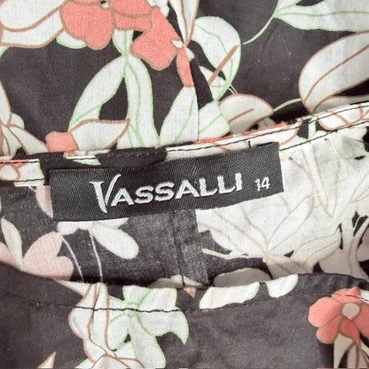 VASSALLI / black floral print midi dress / 14 (3927024479399565973)