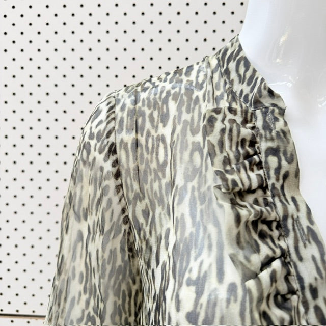 HELEN CHERRY / 100% silk animal print ruffle tunic dress / S (3927024495738042898)