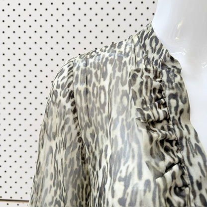 HELEN CHERRY / 100% silk animal print ruffle tunic dress / S (3927024495738042898)