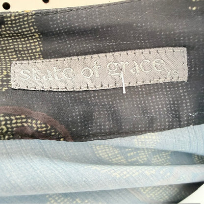 y2k vintage / STATE OF GRACE / printed draped dress / S / made in nz (3927024546054520977)
