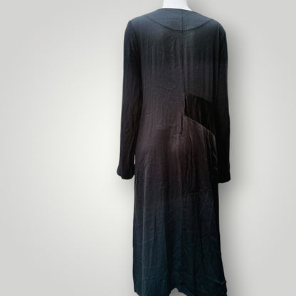 NOM*D / black long-sleeve v-neck midi dress / S (3927024708195796913)