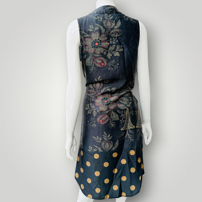 y2k vintage / STATE OF GRACE / printed draped dress / S / made in nz (3927024716358378778)