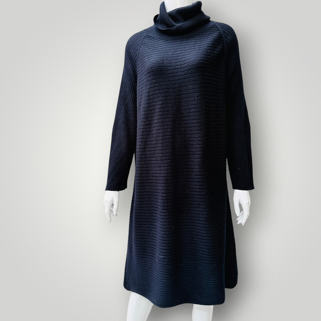 COS / contrast knit roll neck dress / wool / S (3927024717815416883)