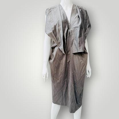 reversible / sleeveless gathered midi dress / taupe / S (3927024725912440111)