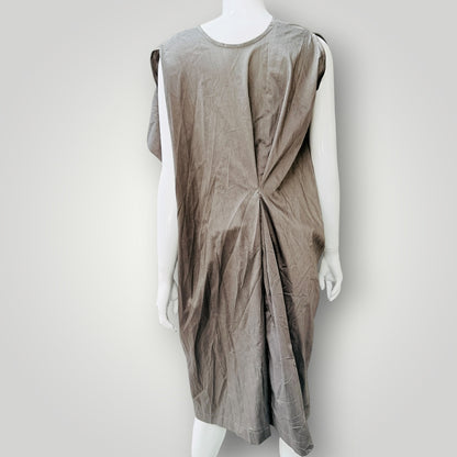 reversible / sleeveless gathered midi dress / taupe / S (3927024727591041490)