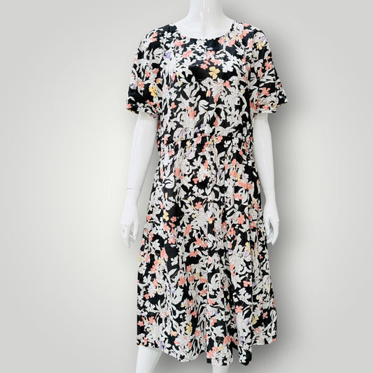 VASSALLI / black floral print midi dress / 14 (3927024736668212189)