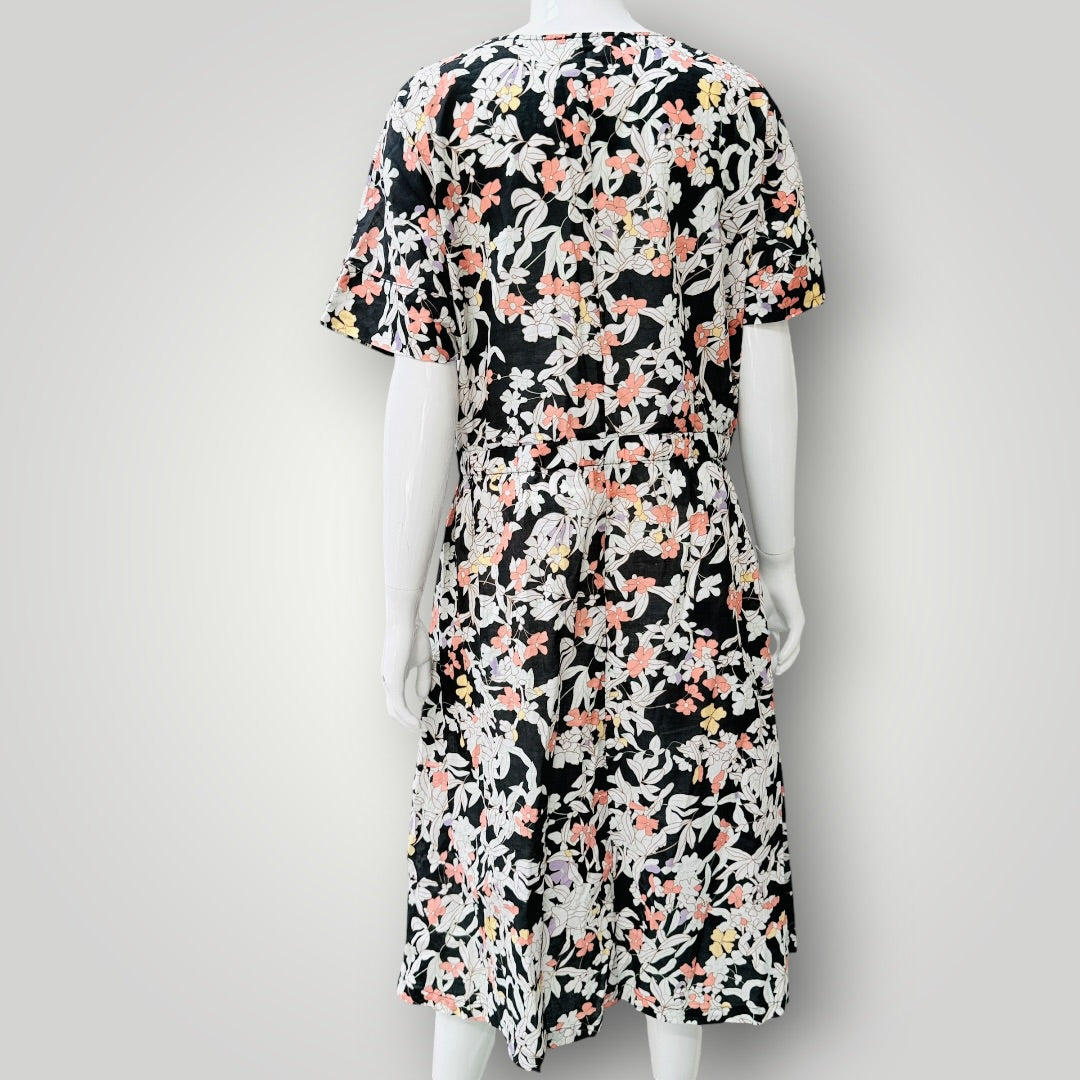 VASSALLI / black floral print midi dress / 14 (3927024739242839618)