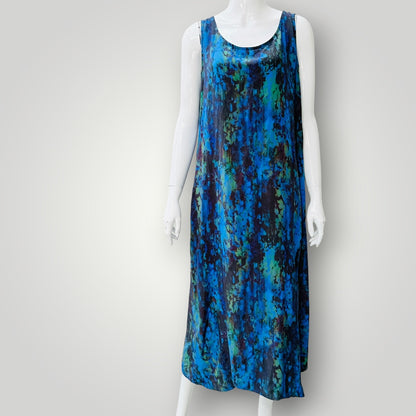 JANE DANIELS / 'Seychelles' silk sleeveless midi dress / 12 / made in nz (3927024744510260239)