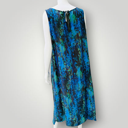 JANE DANIELS / 'Seychelles' silk sleeveless midi dress / 12 / made in nz (3927024747053636407)