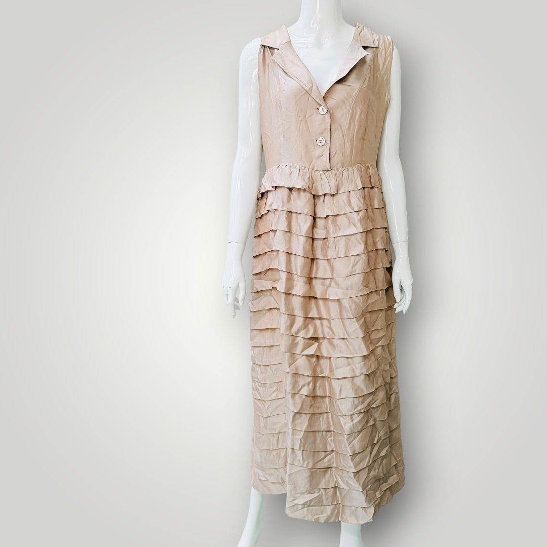 1990s nz vintage / MARILYN SAINTY / tiered maxi dress / m (3927024751769728252)