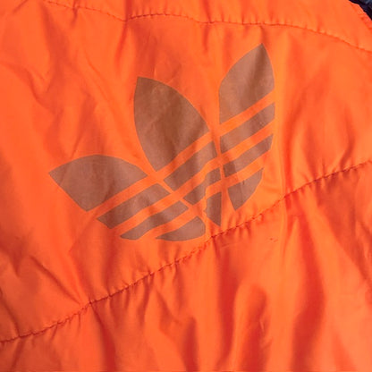 y2k vintage / ADIDAS / bright orange puffer vest with grey hood / L (3927364218911854857)
