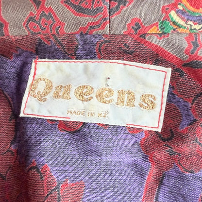 1980s NZ vintage / QUEENS / red and purple paisley jacquard blazer / s/m (3927364228011783076)