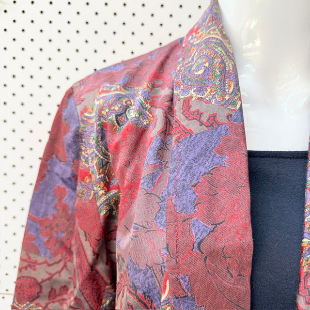 1980s NZ vintage / QUEENS / red and purple paisley jacquard blazer / s/m (3927364236467507532)