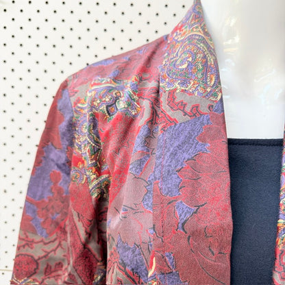 1980s NZ vintage / QUEENS / red and purple paisley jacquard blazer / s/m (3927364236467507532)