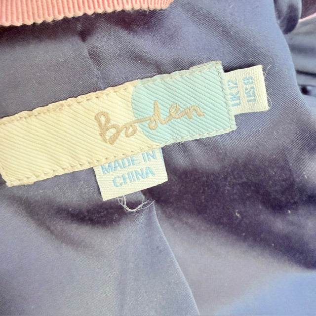 BODEN / navy blue velvet single-button blazer / 12 (3927364242930184079)