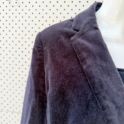BODEN / navy blue velvet single-button blazer / 12 (3927364246393532327)