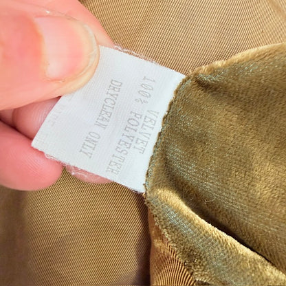 Y2k nz vintage / TRELISE COOPER / olive gold velvet open-front jacket / 10 (3927364284747298315)