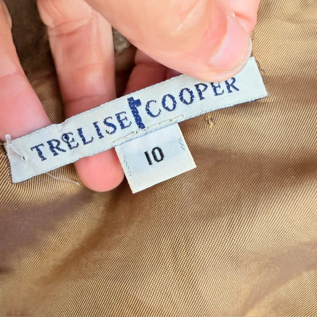 Y2k nz vintage / TRELISE COOPER / olive gold velvet open-front jacket / 10 (3927364287166376665)